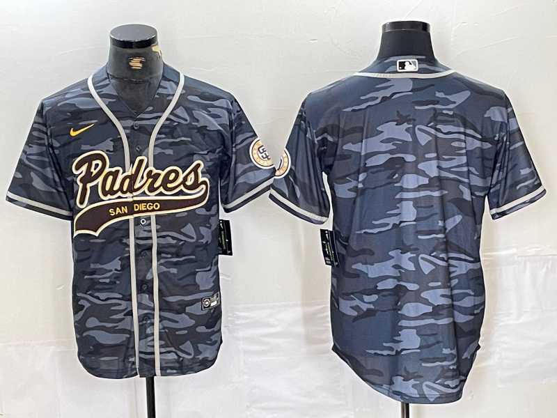 Men%27s San Diego Padres Blank Gray Camo Cool Base Stitched Jersey